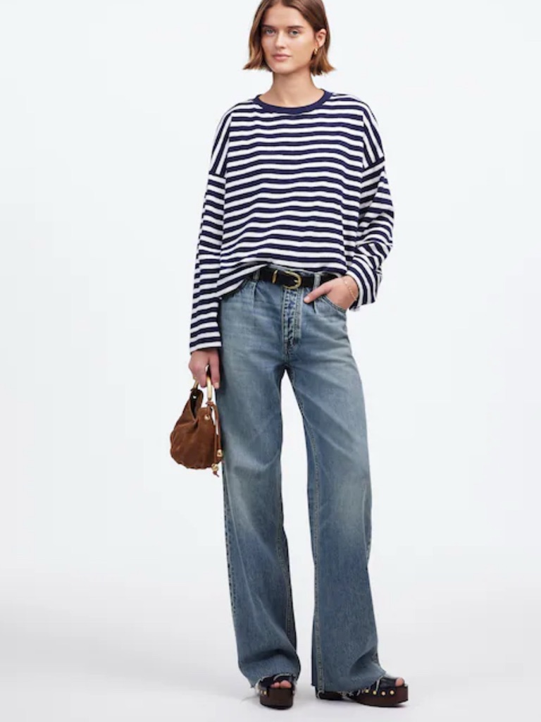 Madewell Pleated Low-Slung Baggy Jean Blue Billings Wash Airy Denim Edition - 28